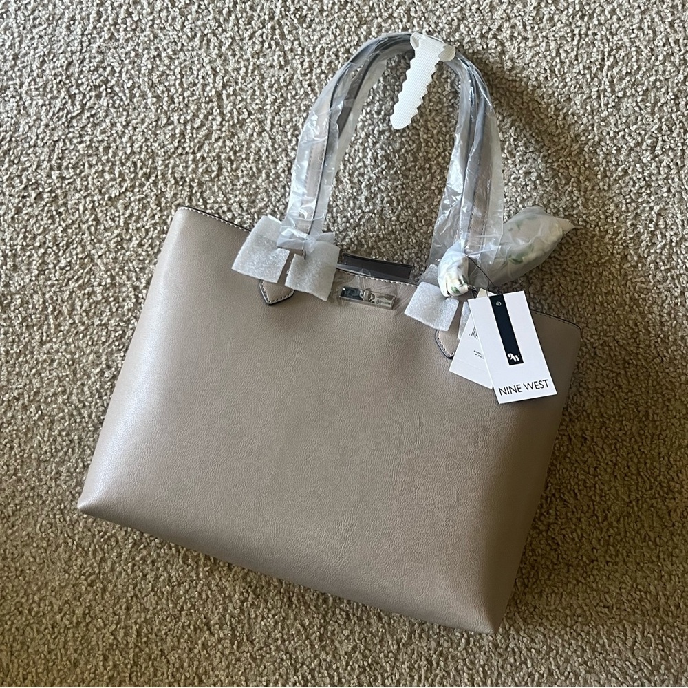 Nine West Beige Tote with Clear Handles